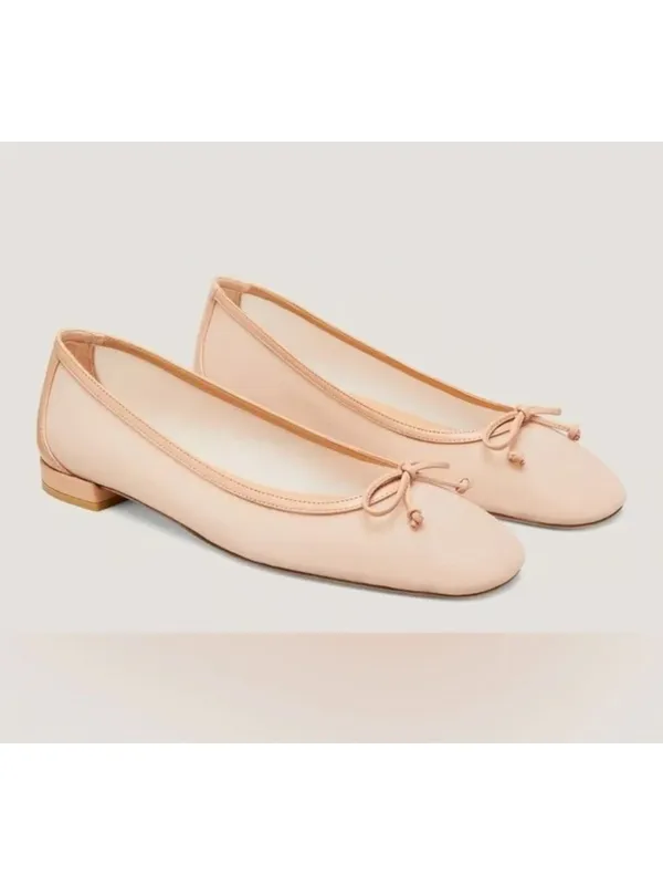 Stuart Weitzman Arabella Ballet Flats Rose Pink Mesh Leather Bow Slip-On NWT 9B - Image 2