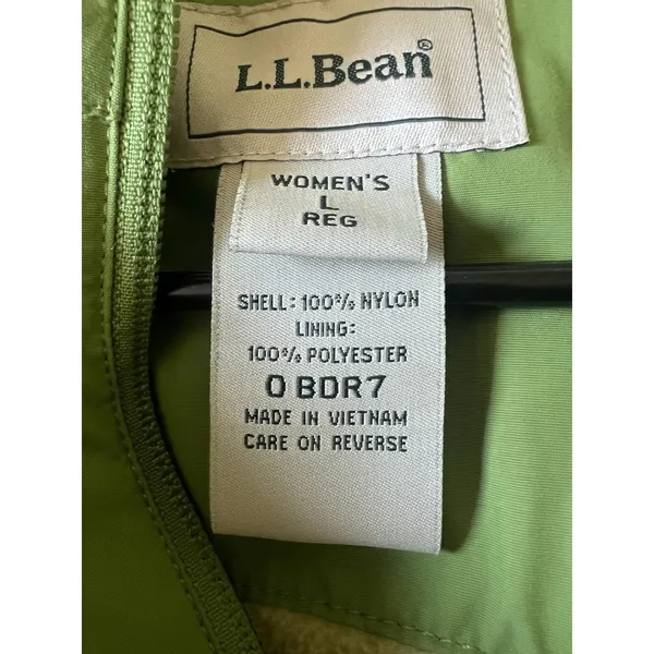 LL Bean Fleece Insulated Vest Women's Large Green Full‎ Zip Zip Pockets - Image 5