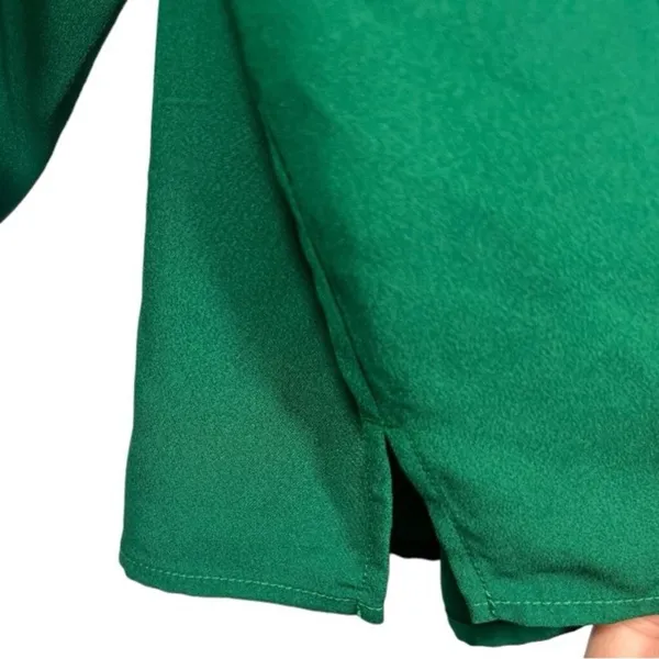 J.Crew Womens Green Keyhole‎ Balloon Sleeve Blouse Top Medium Solid Long Sleeve - Image 9