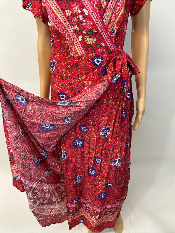 NWT PrettyGarden Large Red Floral Wrap Maxi Dress with Tie Waist - Image 6