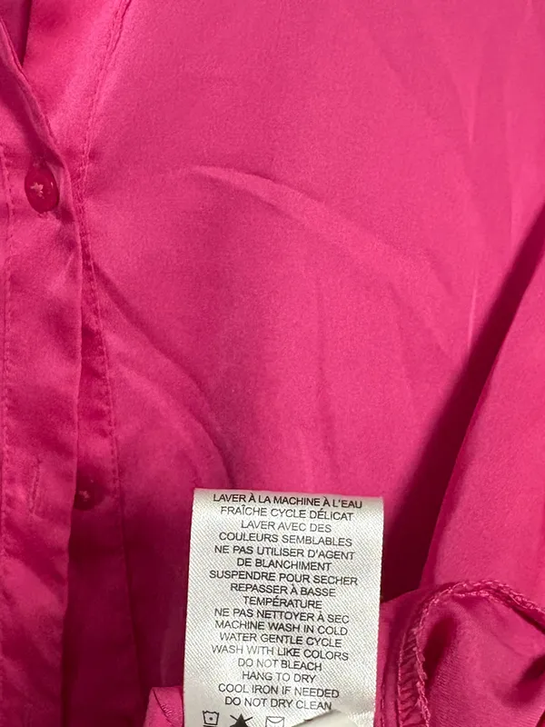 Maison d’amelie pink satin button down shirt size small - Image 5