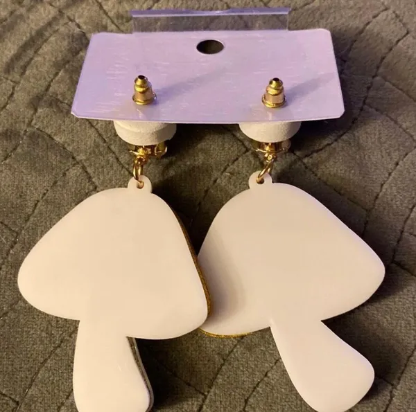 Boutique Earrings Kawaii Gold Mushroom - Image 3