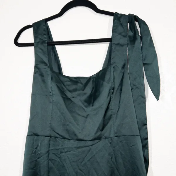 Show Me Your Mumu New Deep Emerald Luxe Satin Claire Midi Dress Large - Image 4