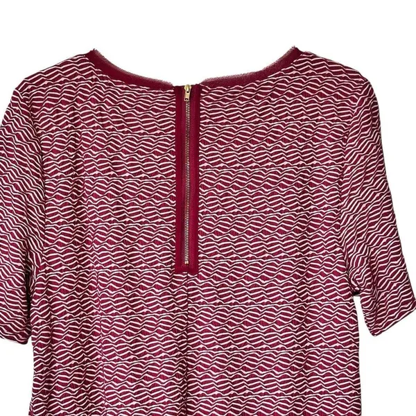 Anthropologie Maeve Dora Large Shirt Dress Red Textured Lined - Image 7