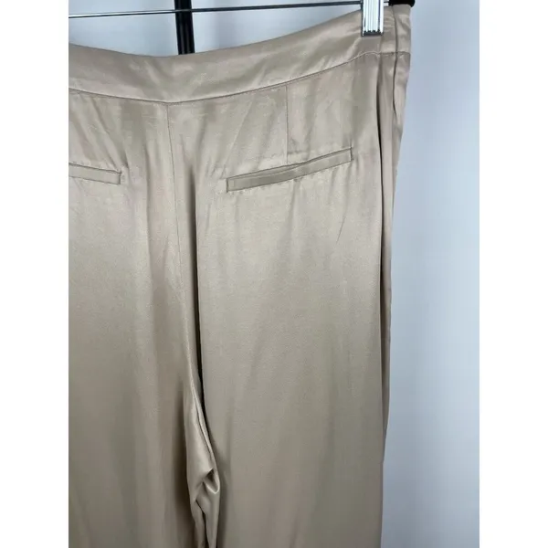 Zara Woman SS23 Tan Satin Effect Blend Drape Pareo Wide Leg Pants Ecru Size‎ L - Image 7