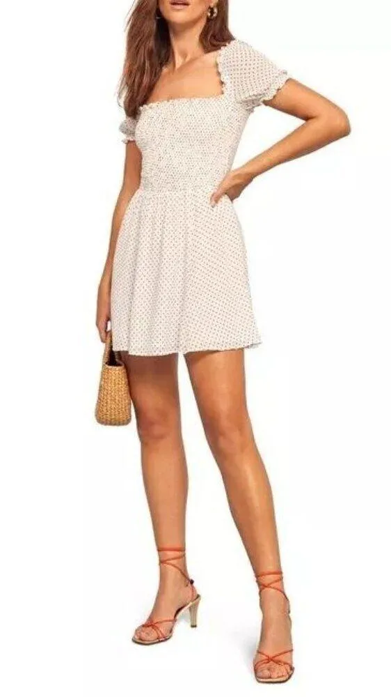 REFORMATION Bambina Polka Dot Dress in Vanilla Size Large - Image 10