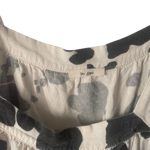 Mi Ami Women's Size Small Oversized Black White Cow Print Ruffle Western Blouse‎ - Image 5