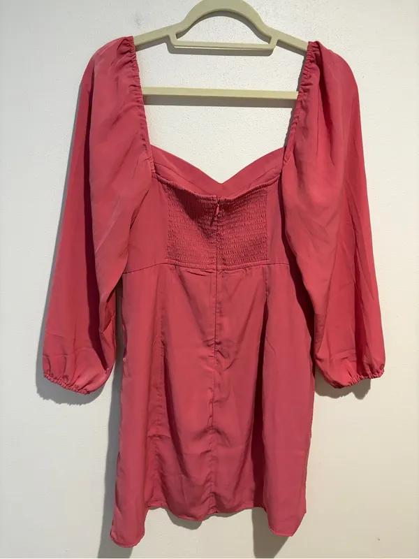 Abercrombie & Fitch Long Sleeve Sweetheart Neck Mini Dress Coral Pink Size Large - Image 10
