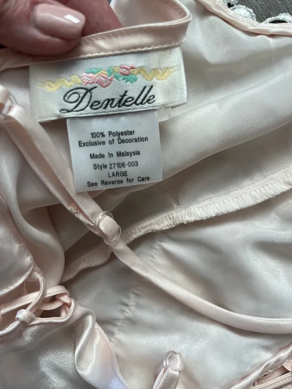 Vintage Dentelle Light Pink Robe & Slip Set Size L - Image 10