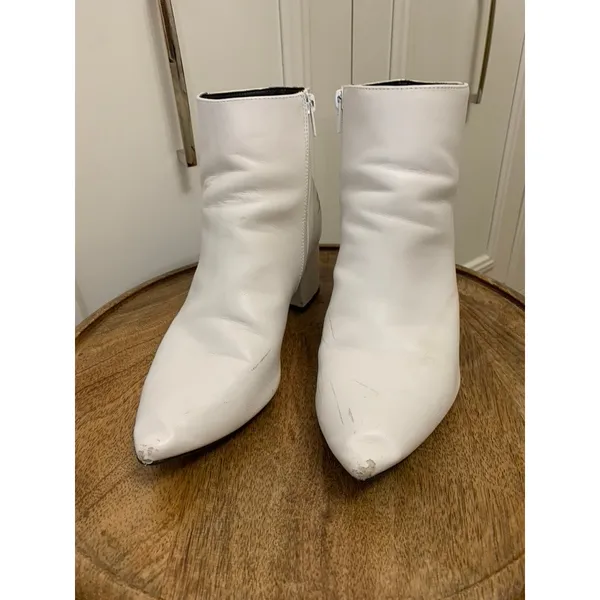 SHEIN Women's White‎ Ankle Booties Size 10 Block Heel Casual - Image 2