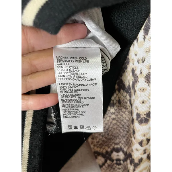 Blanc Noir Sport Python Print‎ Bomber Jacket Women's Small Zip Front Snake Print Brown - Image 7