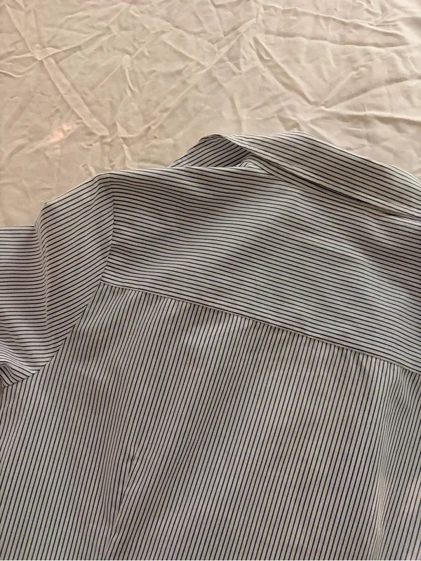 Classic Women's Blue and White Pinstripe Button-Down Shirt - Image 9