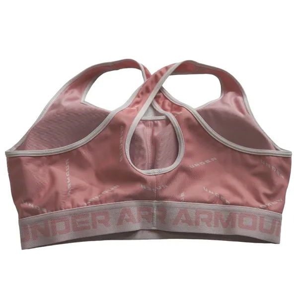 Under Armour Sports Bra Women XL Pink Logo Crossback Compression Athleisure - Image 7