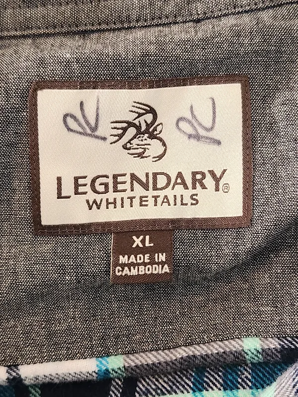 Legendary Whitetails Blue Plaid Flannel Shirt Size XL - Image 8