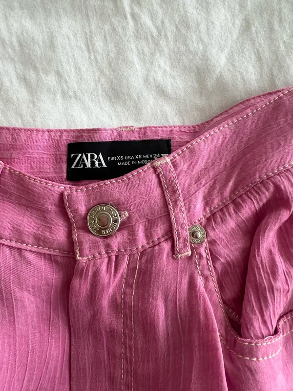 Zara Hot Pink High-Waist Wide Leg Pants - Image 3