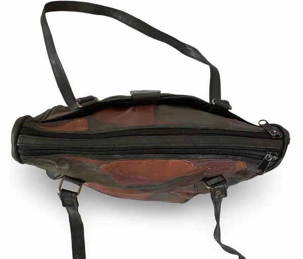 Vintage 90s Leather Patchwork Bag Brown - Image 5