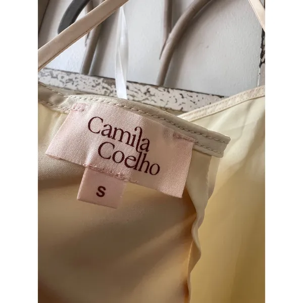 Camila‎ Coelho Champagne Satin Halter Midi Dress Ivory Slip NWT Small - Image 6