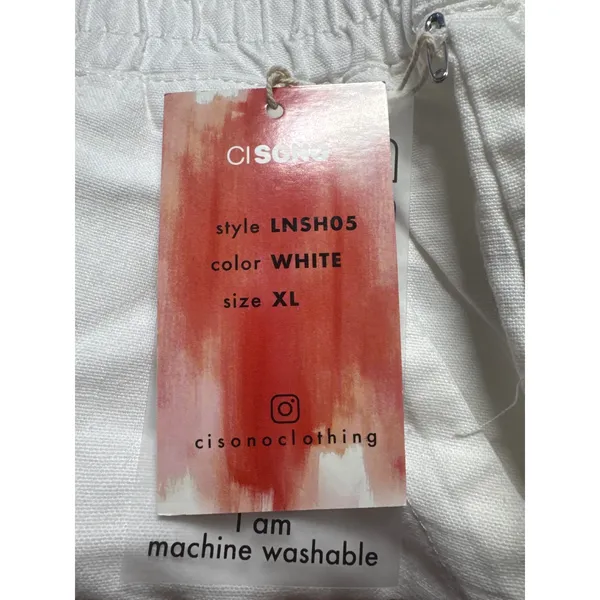 Ci‎ Sono Linen Collection White Shorts XL Drawstring Elastic Waist Pockets - Image 8
