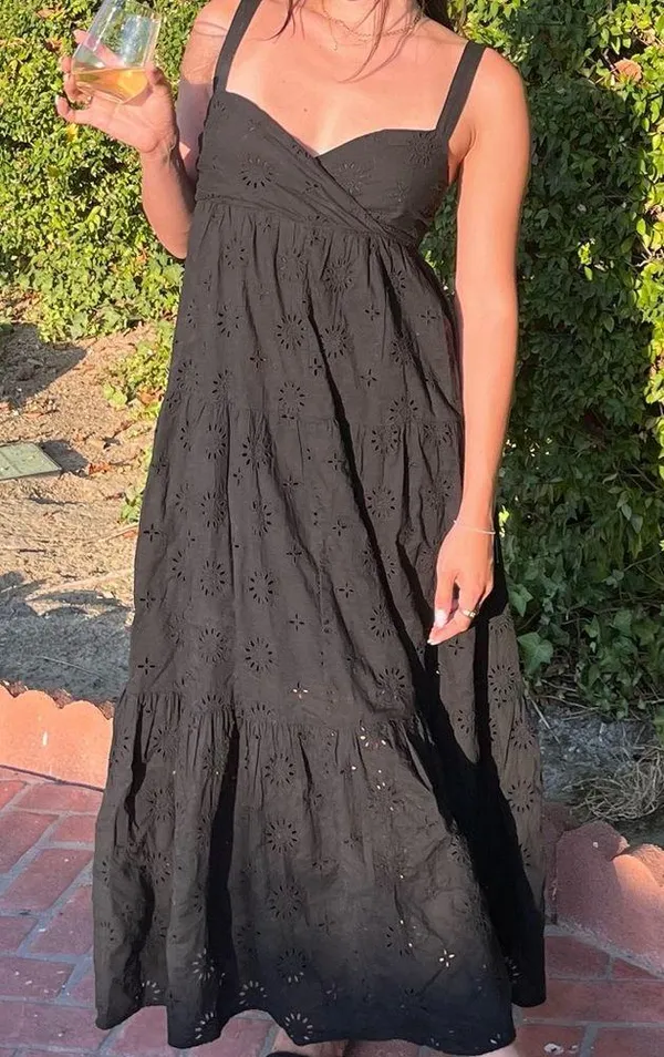 ZARA Black maxi eyelet dress - Image 3