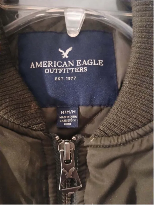 Men's American Eagle Outfitters Green Bomber Jacket M - Image 4