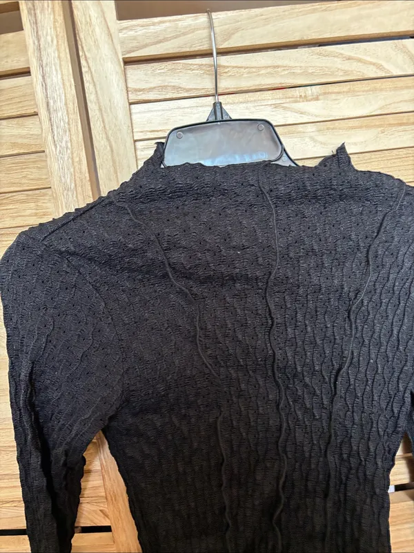 Kirious Black Textured Knit Long Sleeve Top Small - Image 2