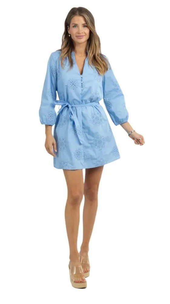 Cynthia Rowley Rubber Embroidery Blue Summer 3/4 Sleeve Mini Dress Size S NWOT - Image 6