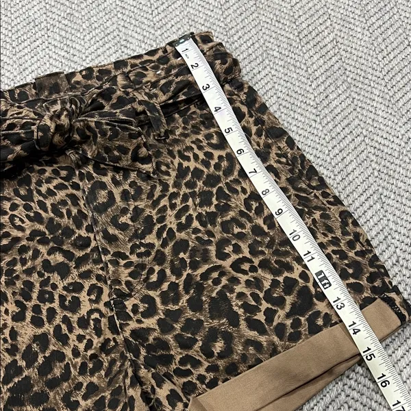 Express Leopard Print Paperbag Waist Shorts - Brown/Black - Image 6