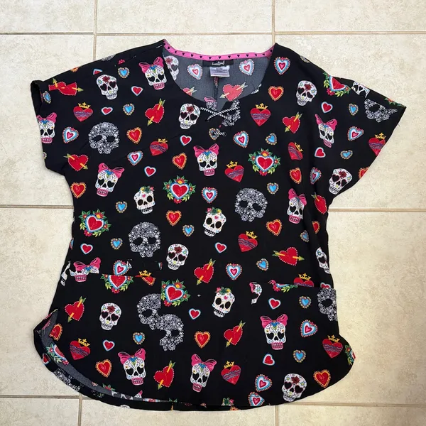 Heartsoul Dia de Las Flores print scrub top - Image 3