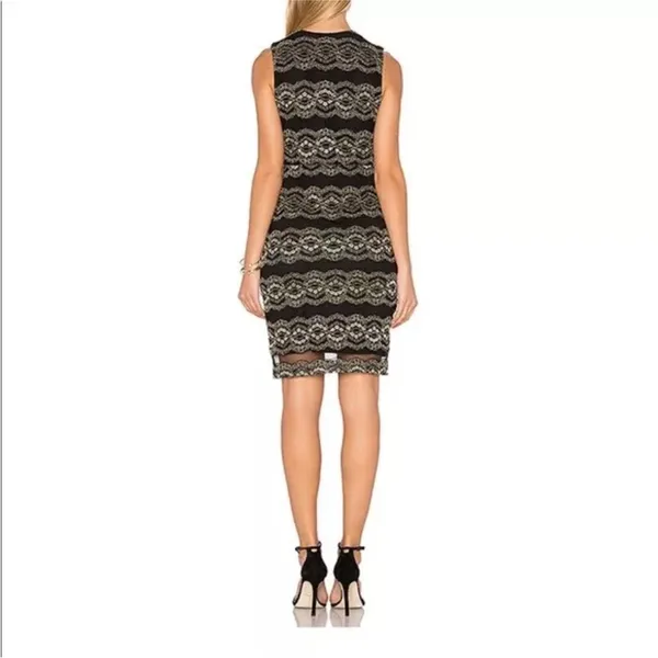 Nightcap Moroccan‎ Black Gold Lace V Neck Dress Size 3 Medium CP - Image 2