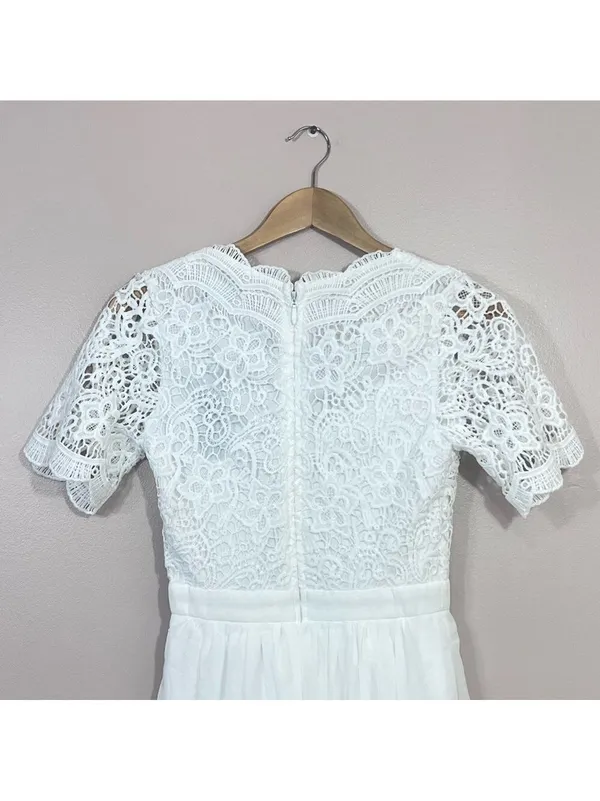 Lulus Lace Boho Dress XS Wedding Shower Rehearsal Bachelorette White Princess - Image 10
