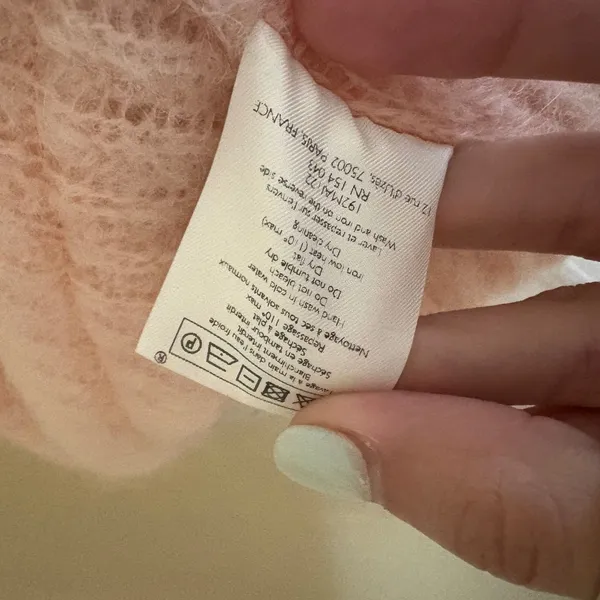 SEZANE Pink Mohair Blend V Neck‎ Knit Sweater Size Small - Image 4