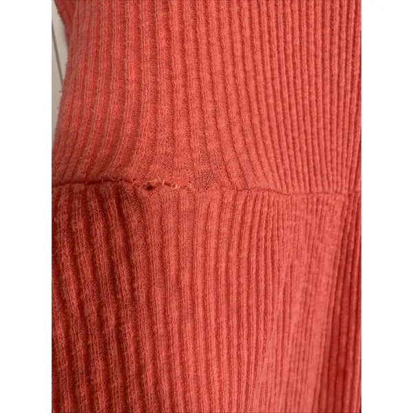 Free People FP Beach Henley‎ Mini Dress Womens Size S Coral Waffle Knit Boho - Image 7