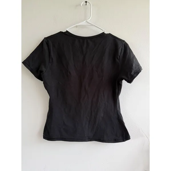 Quince Womens Organic Cotton Stretch Crew Neck Short Sleeve T-Shirt Black Size M - Image 3