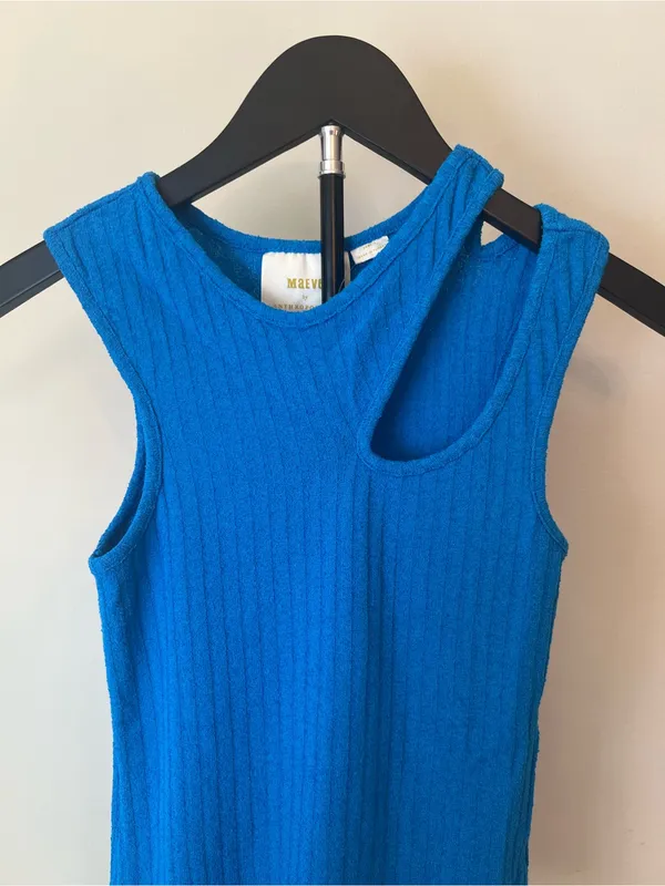 Maeve Anthropologie Blue Asymmetrical Ribbed Tank Top XS‎ NWT - Image 6