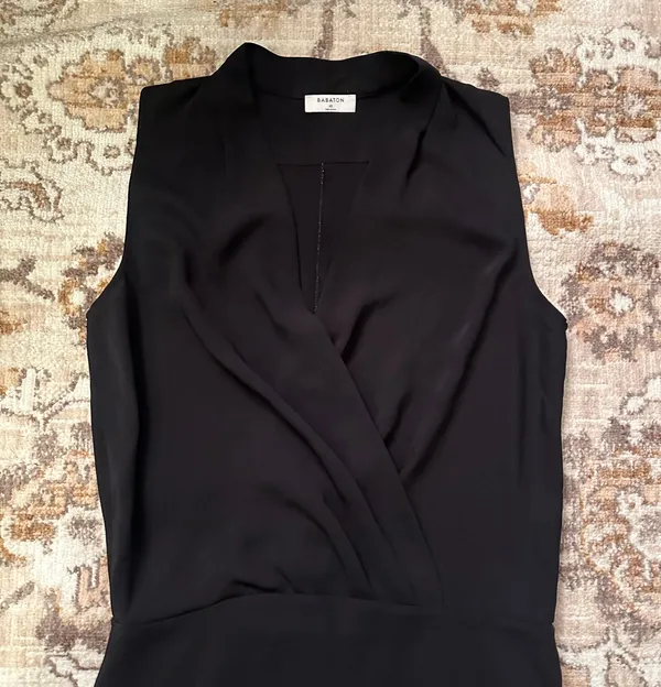 Babaton Aritzia Women's Phoenix Black Dress V-neck Sleeveless Lined - Image 5
