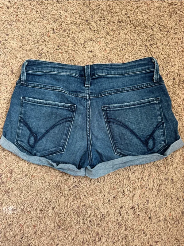 Bebe Dark Blue Rolled Cuff Denim Shorts size 26 - Image 2