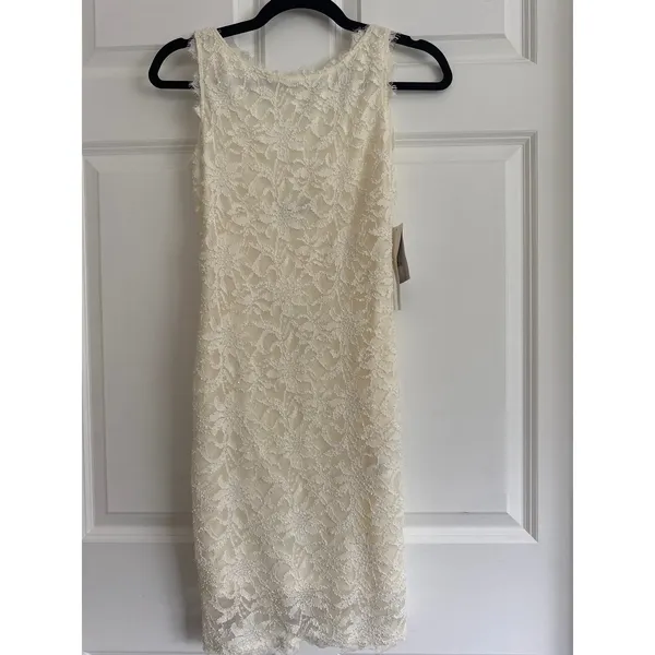 Jump Apparel Wendye Chaitin Ivory Floral Lace Sheath Dress 47464 Women Small NWT - Image 7