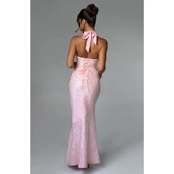 NWT Babyboo Josephine Blush Pink Formal Gown A-Line Halter Maxi Dress Size M - Image 2