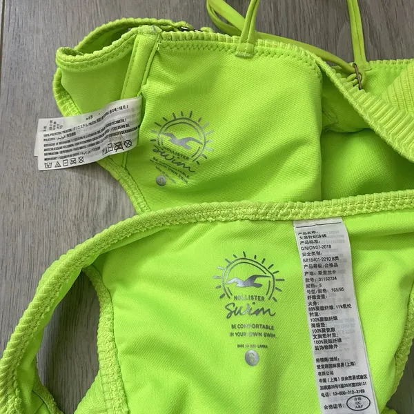 Hollister Neon Bikini Swimsuit pullover cheeky ribbed womens Green (small) beach - Image 3