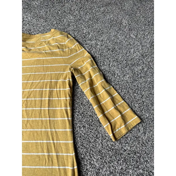 A New Day Women's yellow white striped quarter sleeve top size large - Image 3