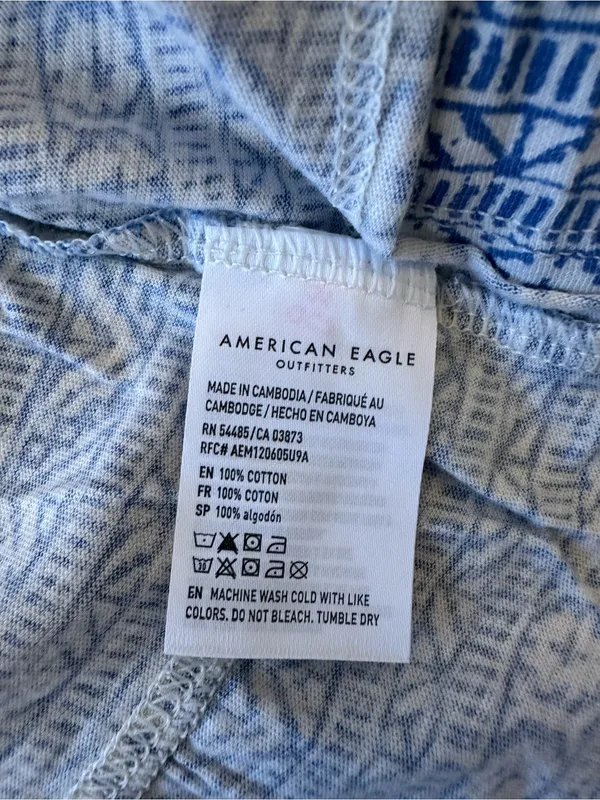 American Eagle Outfitters Blue Printed Spaghetti Strap Peplum Camisole - Image 4