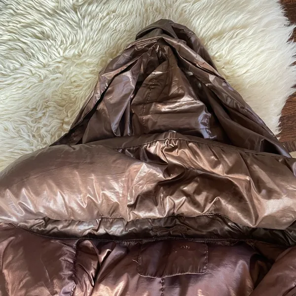 Brown lightweight down puffer jacket large stand collar copper brown warm - Image 4