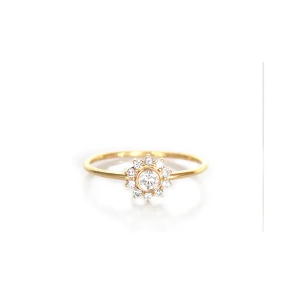 14k Gold Filled Micro Simulated Diamond Sunflower Ring‎ Size 7 - Image 2