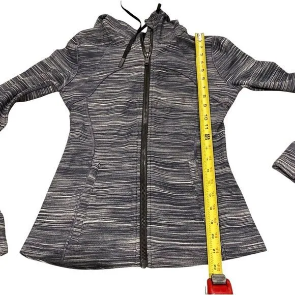 Lululemon Women’s 6 Hoodie Define Jacket Heathered Black White Full‎ Zip Sporty - Image 12
