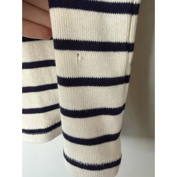 LL Bean Boat Neck Stripe Tee Women's Sz L Cotton Nautical - Image 5