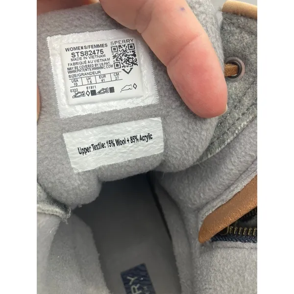 Sperry Saltwater Duck Boots Womens‎ 10 Grey Wool Blend STS82475 - Image 8