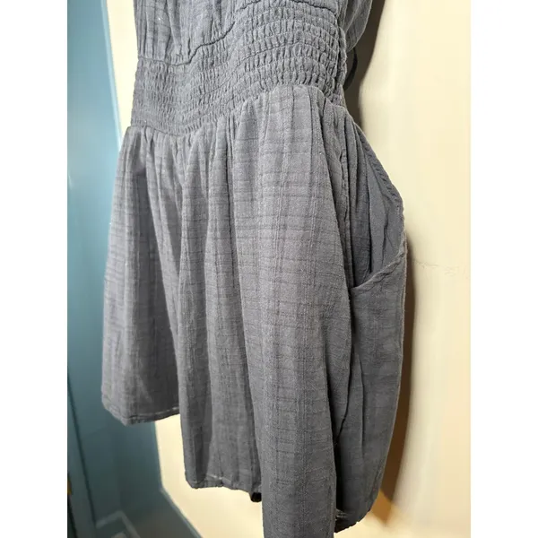 American Eagle Romper Black Gauze Cutout Tie Front Pockets Casual Medium Tall - Image 6