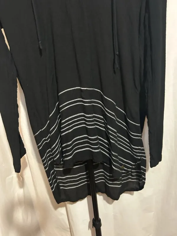 Billabong Black Striped Swim Cover Up With Hood size S - Image 4