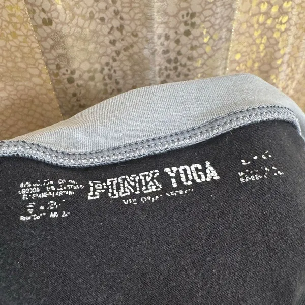 Vintage PINK Victorias Secret Gray Pink Sequin Bling Foldover Flare Pants Large - Image 3