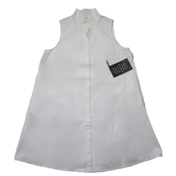 NWT Tuckernuck Charlie in White Sleeveless Cotton Blend Shirt Dress XL - Image 5